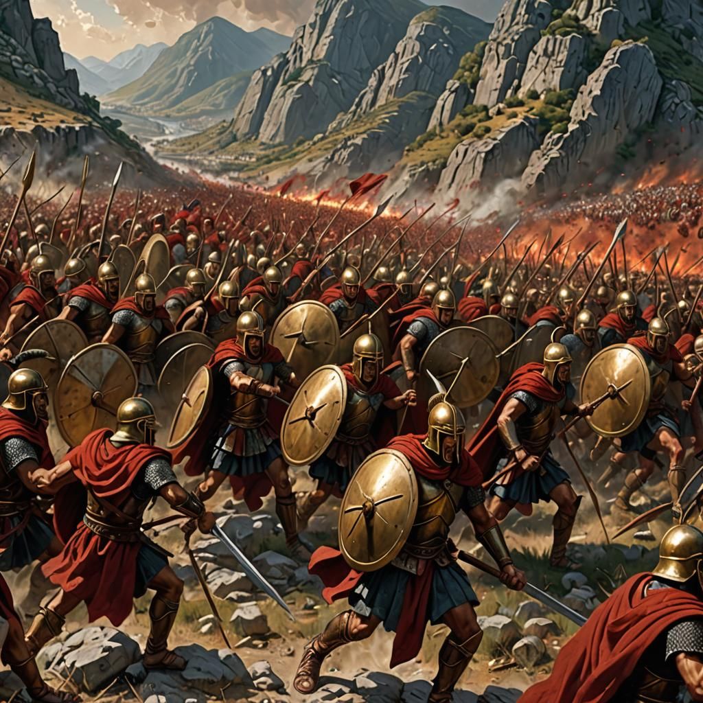 Spartans and Persians Clash at Thermopylae