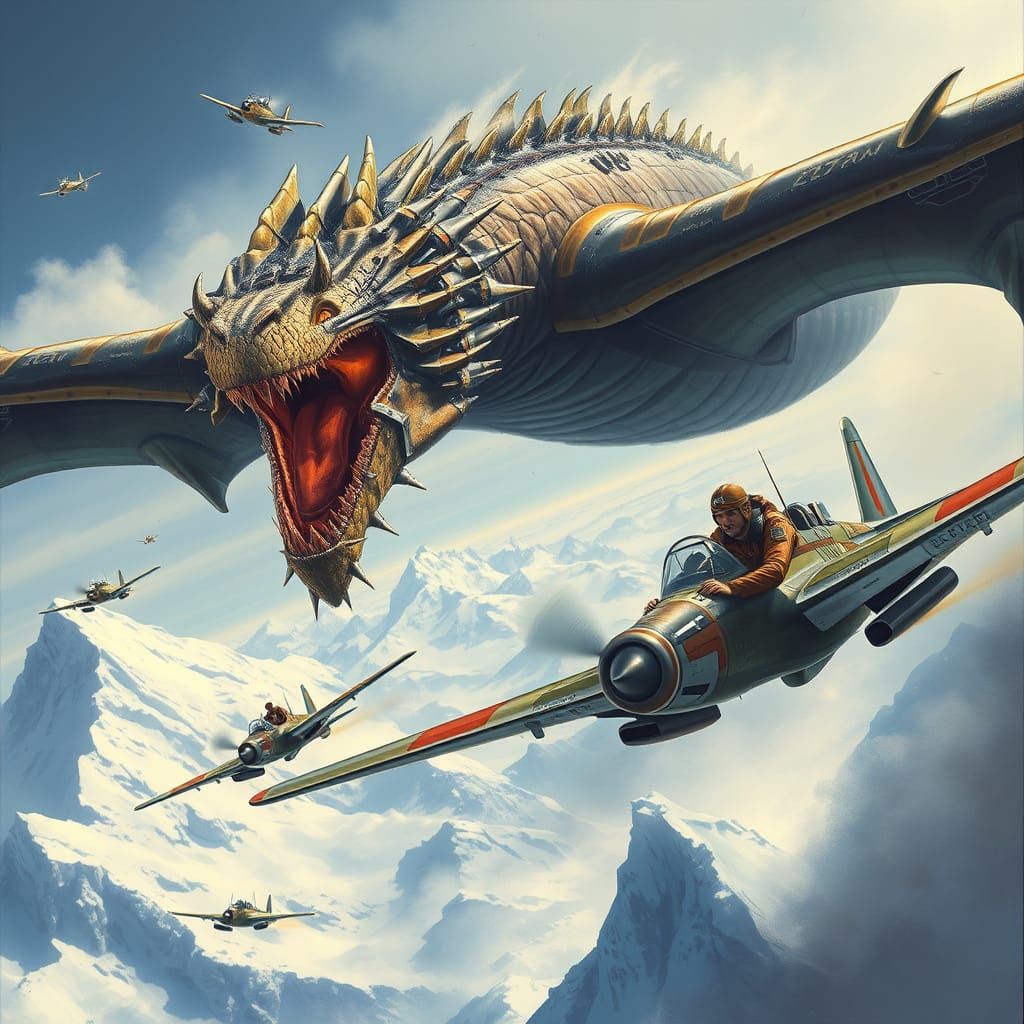 Epic Dogfight Against Ice Dragon Above Snowy Peaks