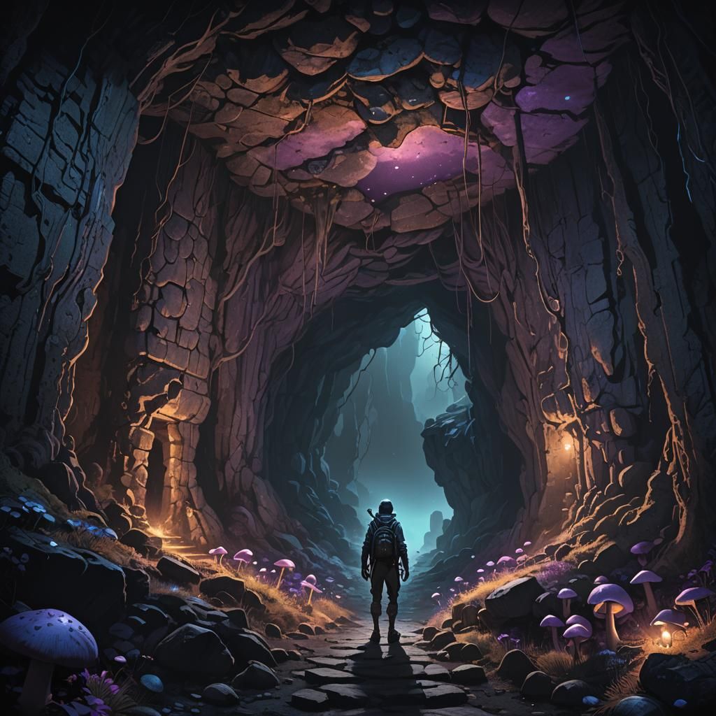 Ethereal Cave Entrance in Dark Fantasy Concept Art