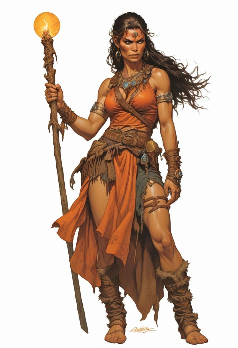 Mystical Cave Sorceress Unleashes Pale Flame Magic