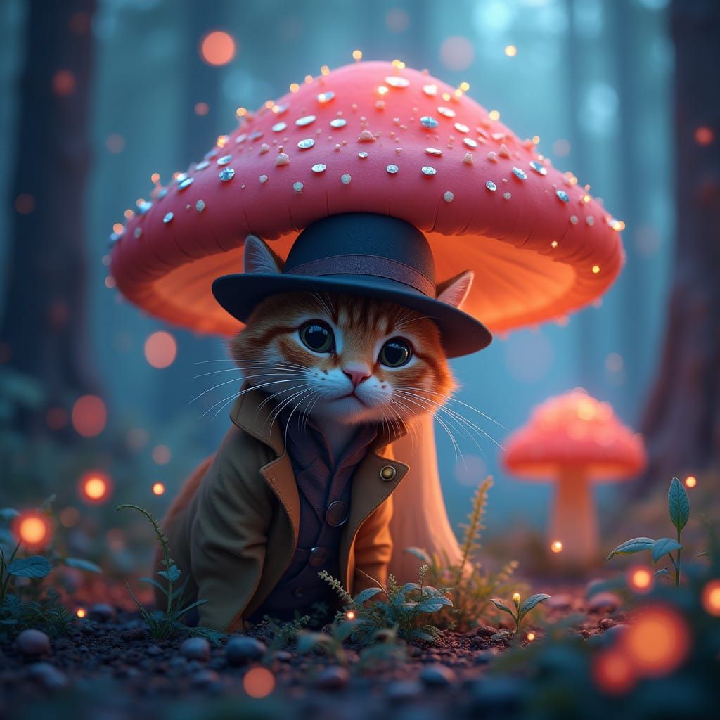 Feline Spy Emerge from Iridescent Forest