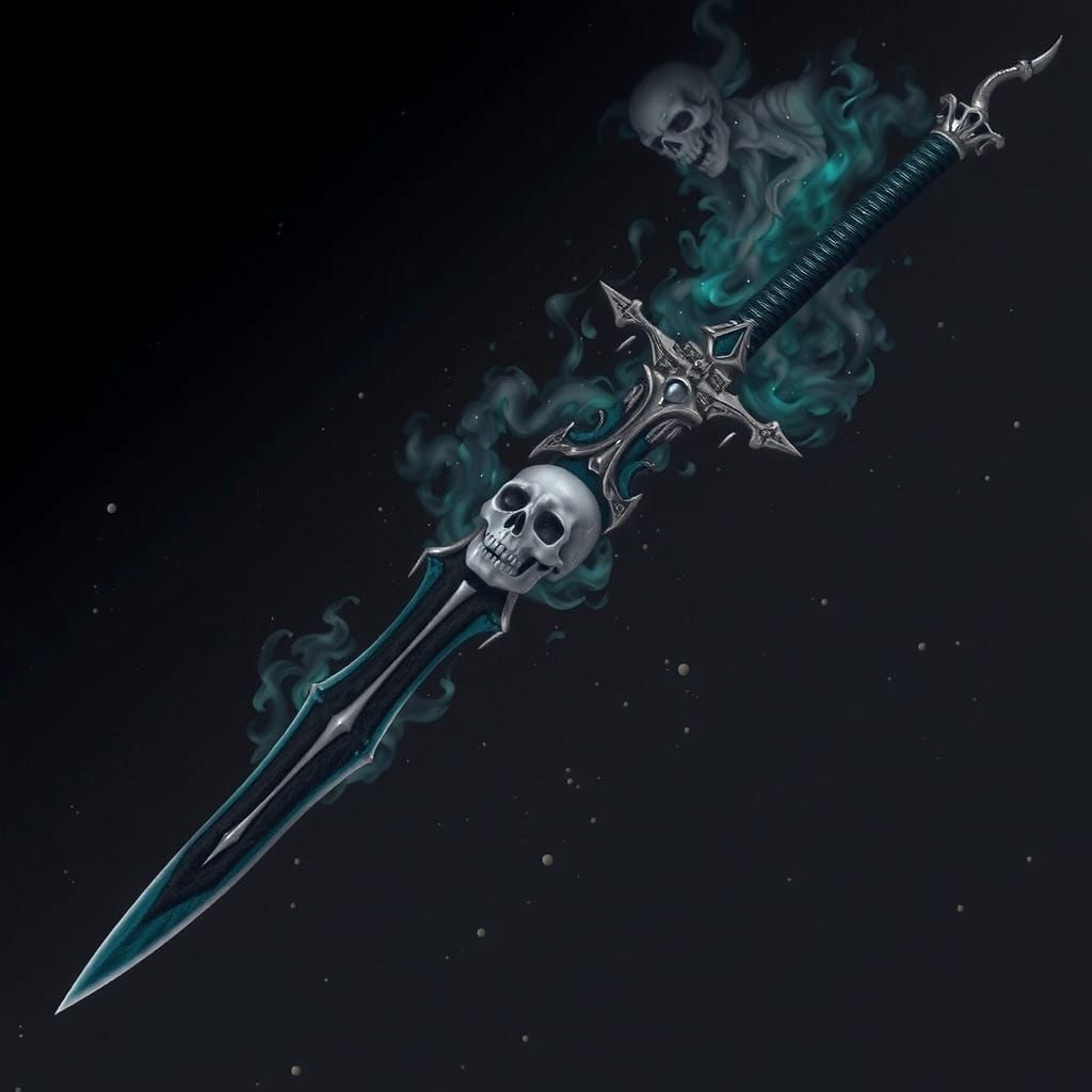 Dark Gothic Peafowl Sword in Light Blue Flame Style