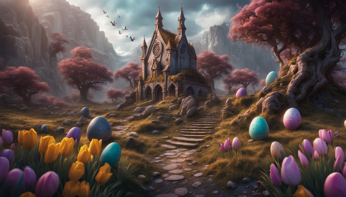 Colorful Easter Fantasy Concept Art in 8K