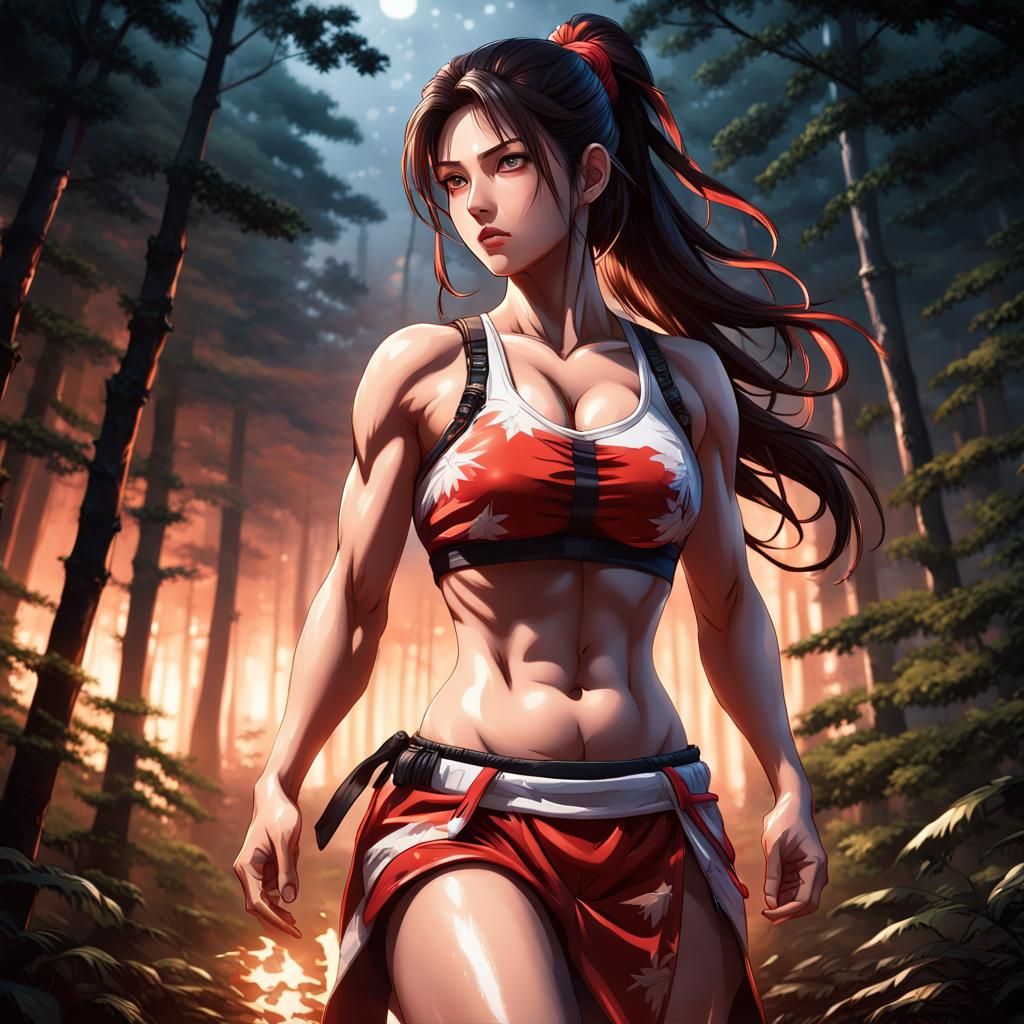 Hyperrealistic Mai Shiranui with Detailed Musculature