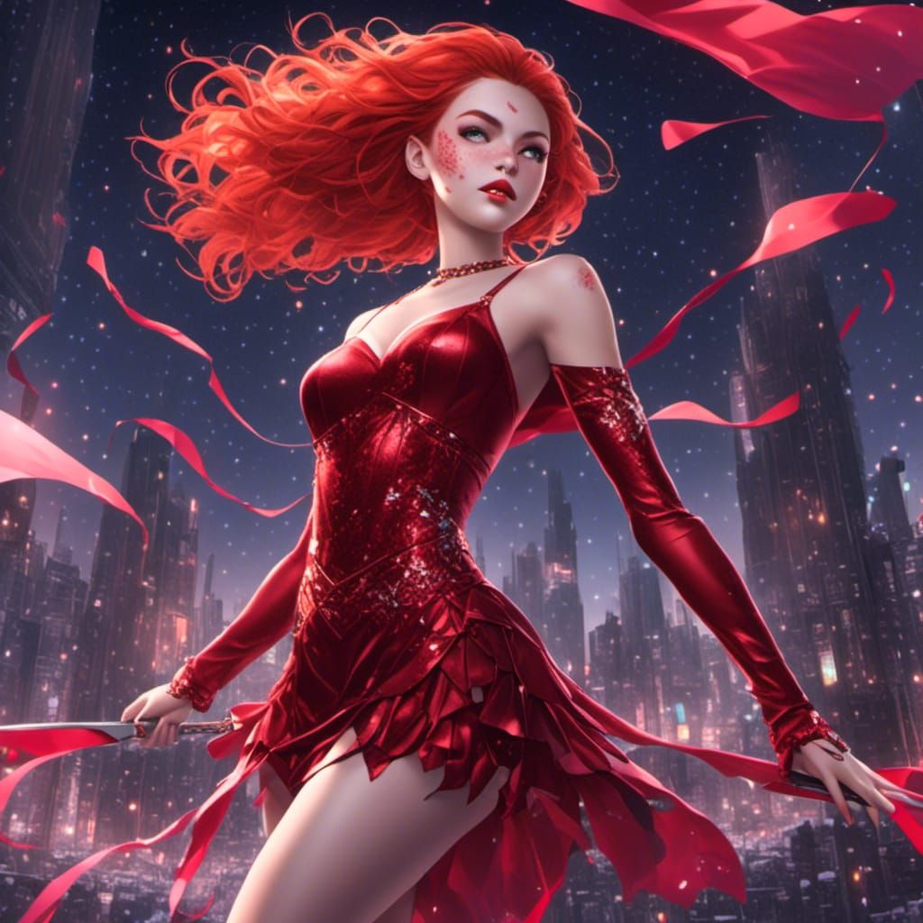 Red-Haired Ballerina Conceals Knife: Fantasy Concept Art