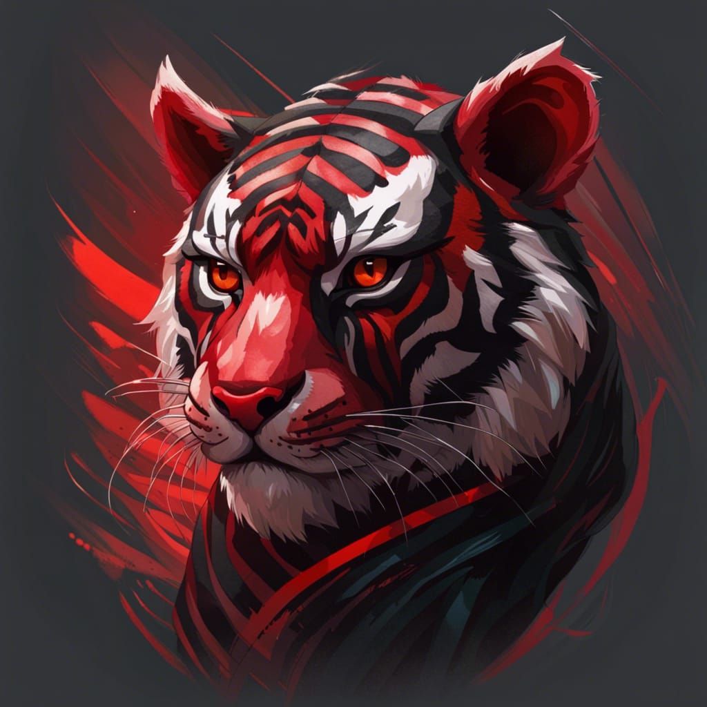 Striped Chibi Tiger Portrait in Hyperdetailed Style