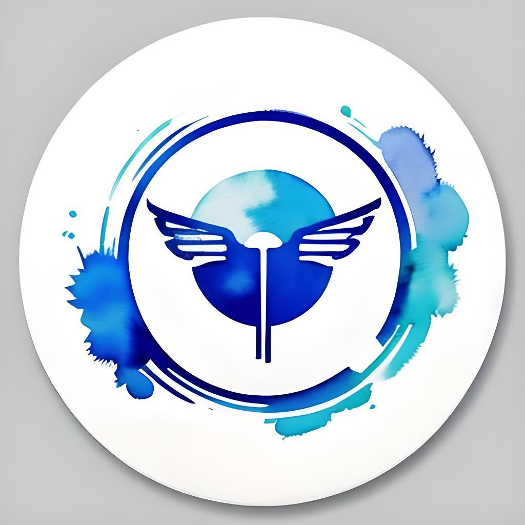 Watercolor Cartoon Logo with Winged Rockers