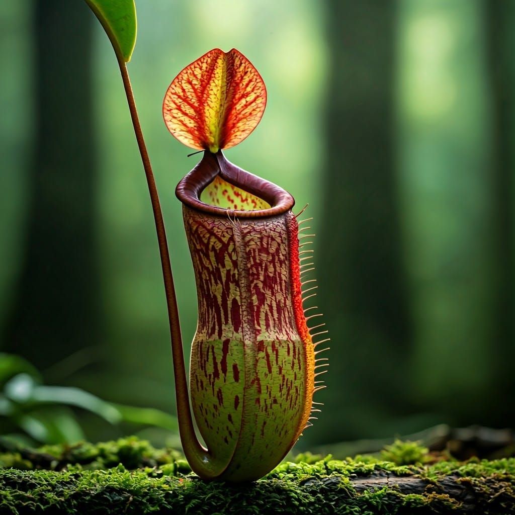 Monkey Pot Plant in Tropical Forest: Botanical Illustration