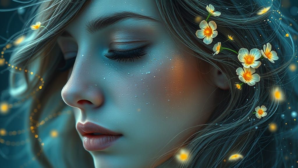 Dreamlike Woman in Whimsical Matte Painting Style