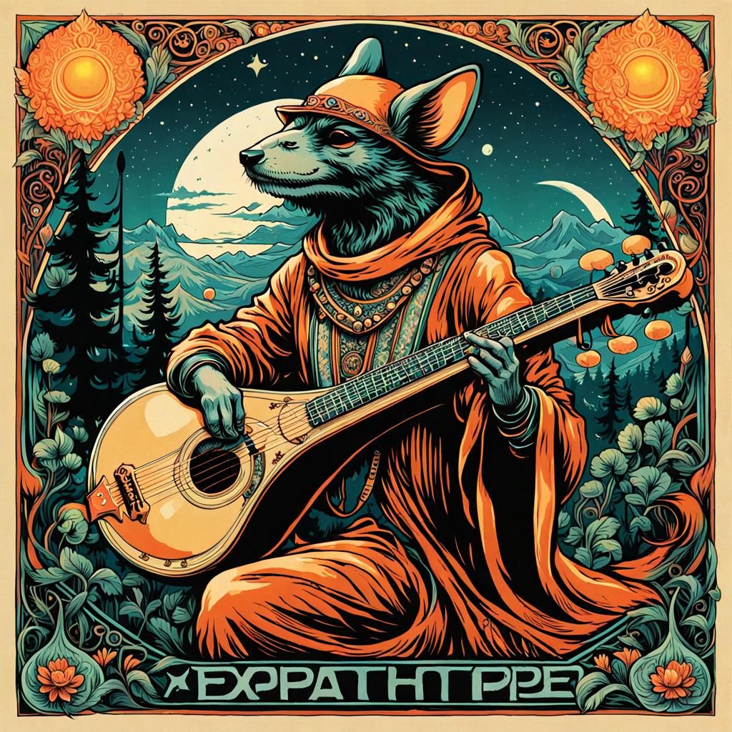 Psychedelic Alien Album Cover in Art Nouveau Style