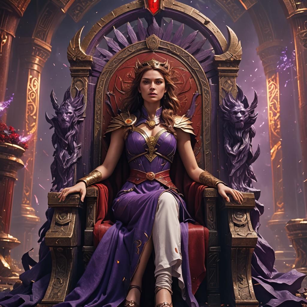 Woman on Zeus Throne: Detailed Matte Painting