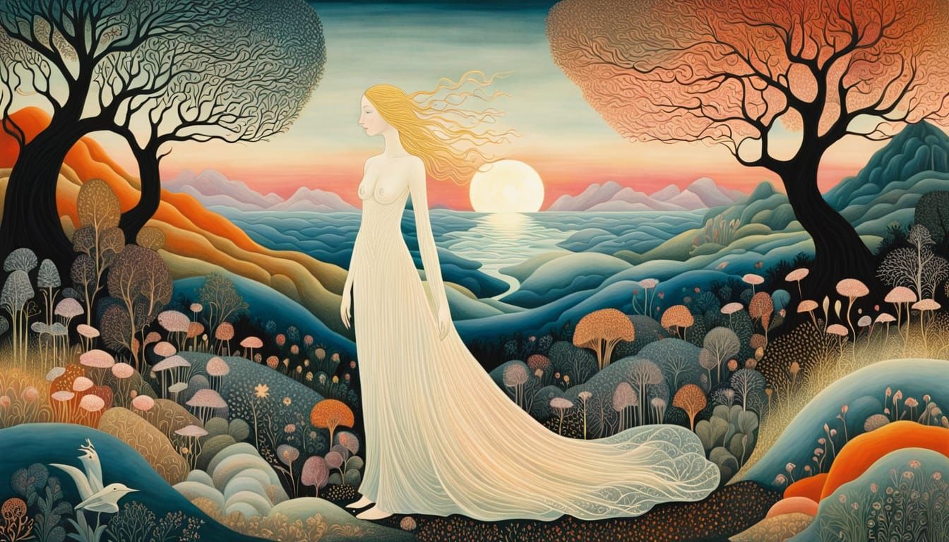 Surreal Fantasy Being Amidst Dreamlike Kingdom