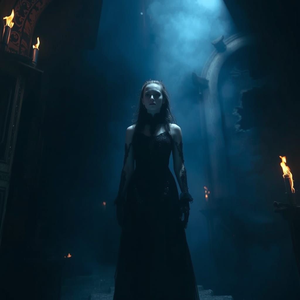 Mysterious Gothic Woman in Surreal Dark Art Style