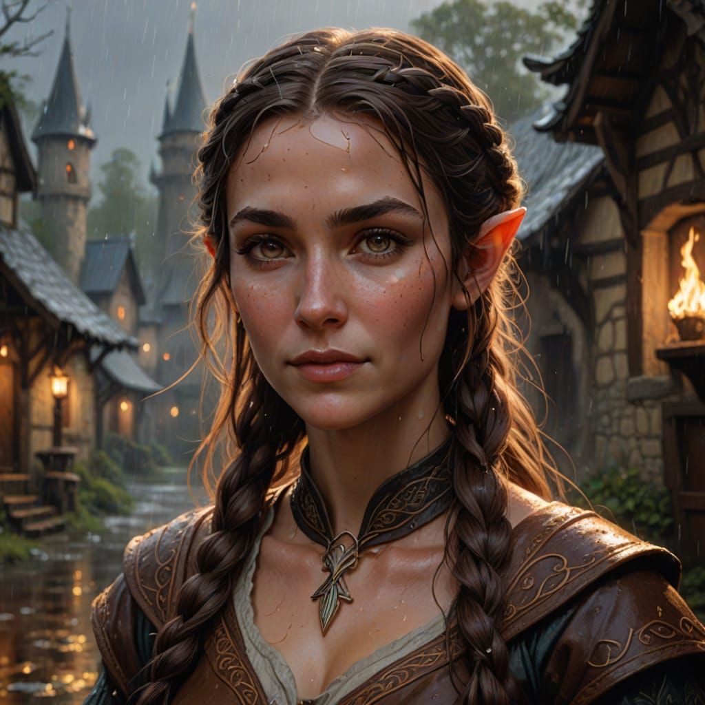 High Fantasy Elf Huntress with Wet Hair