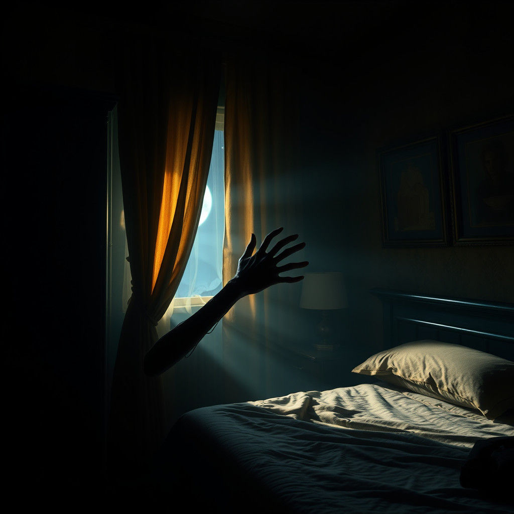 Eerie Bedroom Arm Reaching from Closet