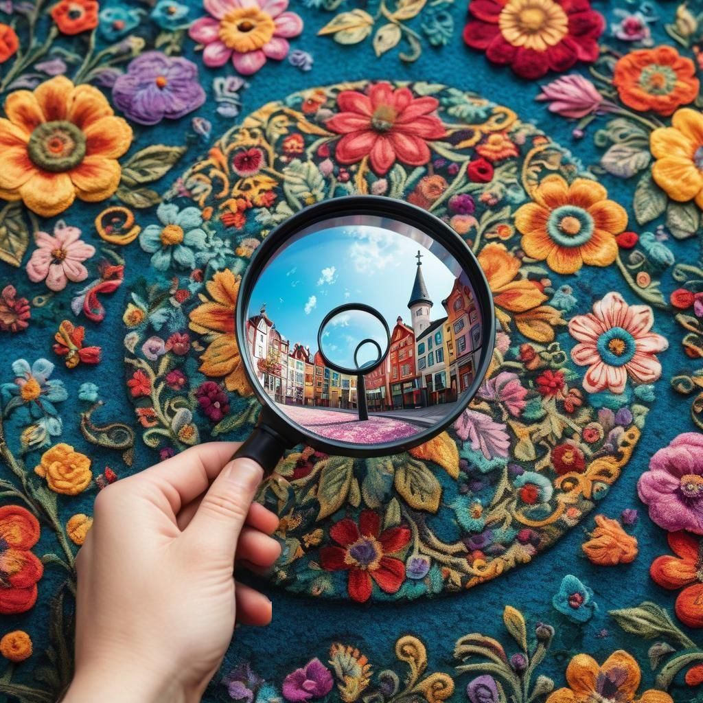 Magnifying Glass Reveals Whimsical Town