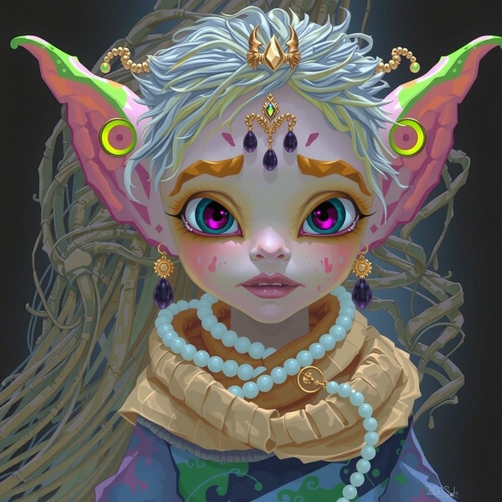 Sinister Albino Elf in Dark Forest, Dramatic Digital Art