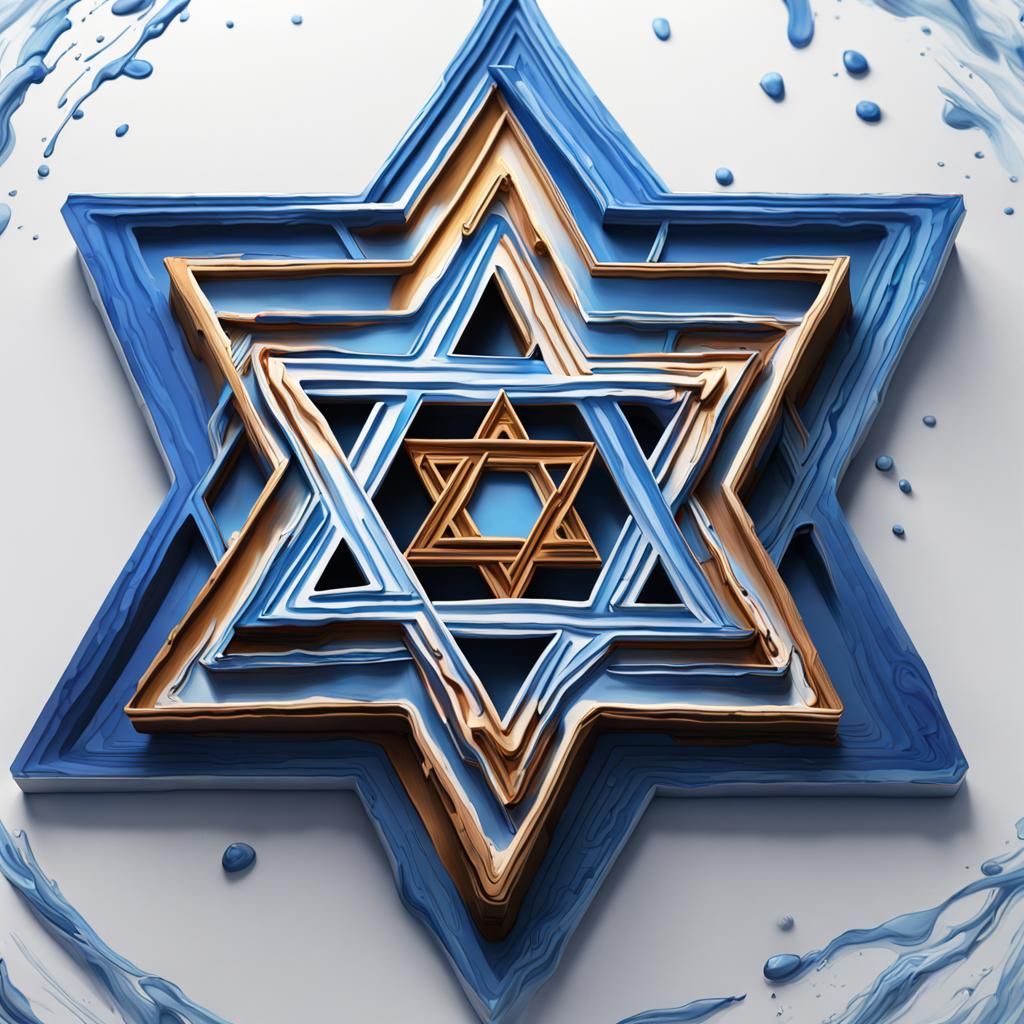 Blue Star of David in Hyperrealistic Digital Art