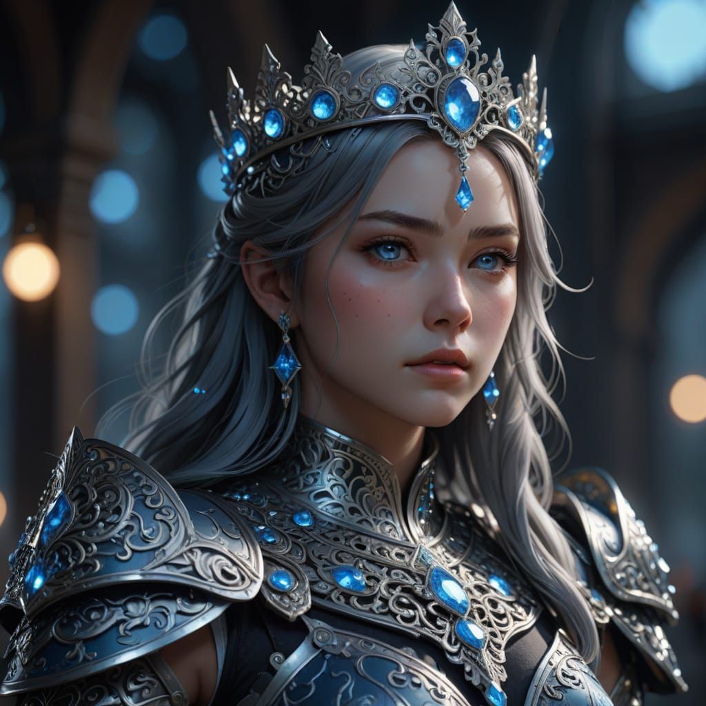 Regal Warrior Queen in Ornate Armor