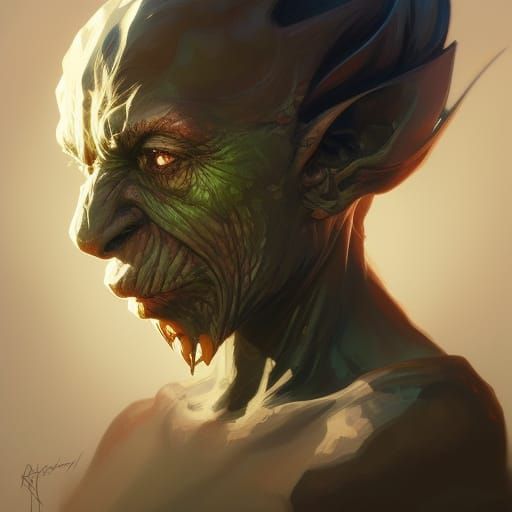 Detailed Goblin Portrait in Digital Art Style