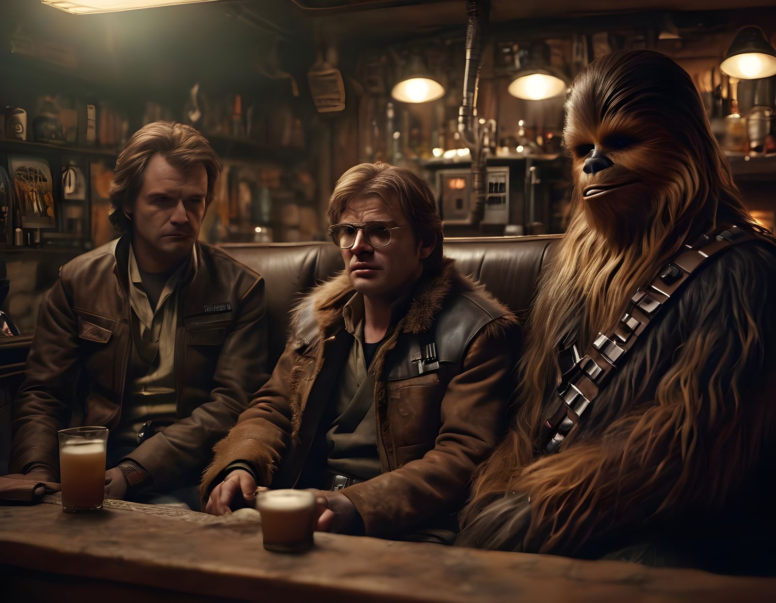 Han Solo and Chewbacca in Mos Eisley Cantina