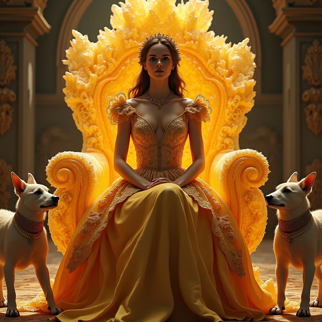 Emma Watson on Citrine Throne with Human Dogs