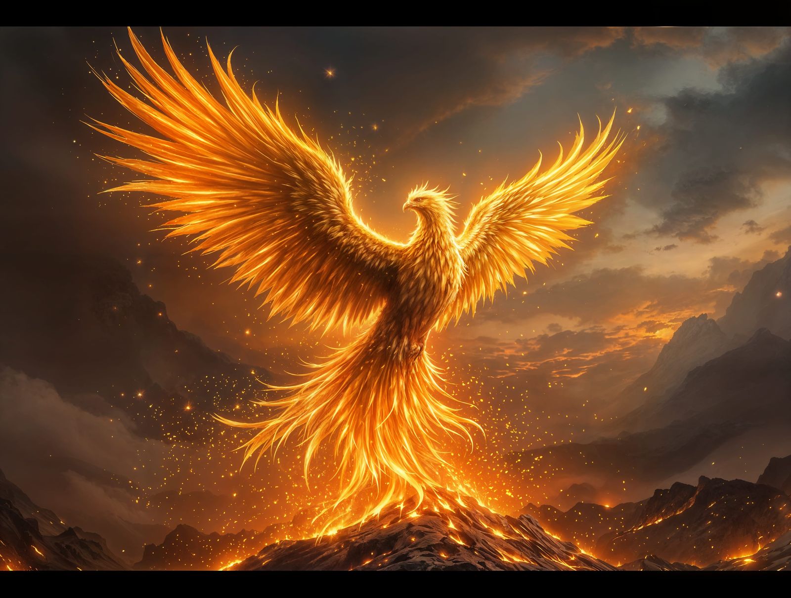 Majestic Phoenix Rises from Ash in Hyperrealistic Style