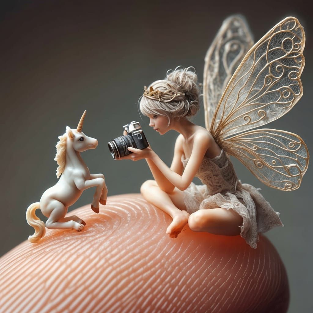 Fairy Princess With Camera Captures Baby Unicorn