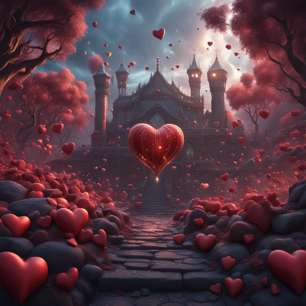 Fantastical Hearts in Deep Color: Matte Painting