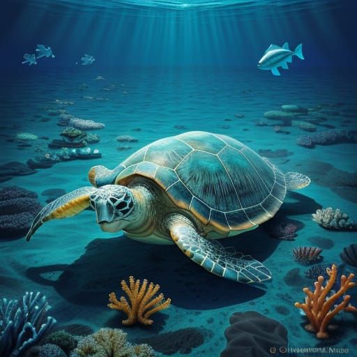 Sea turtle in the tropics