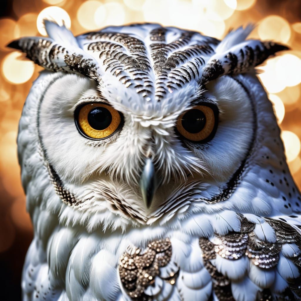 Ethereal White Owl in Iridescent Splendor