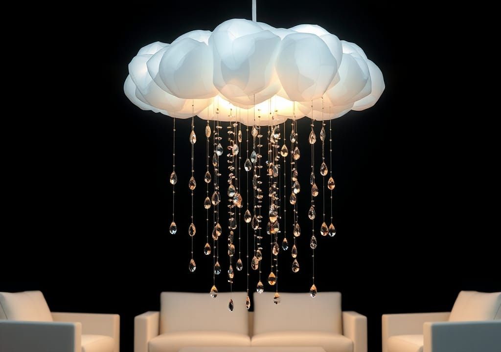 Raincloud Lamp with Dripping Raindrops