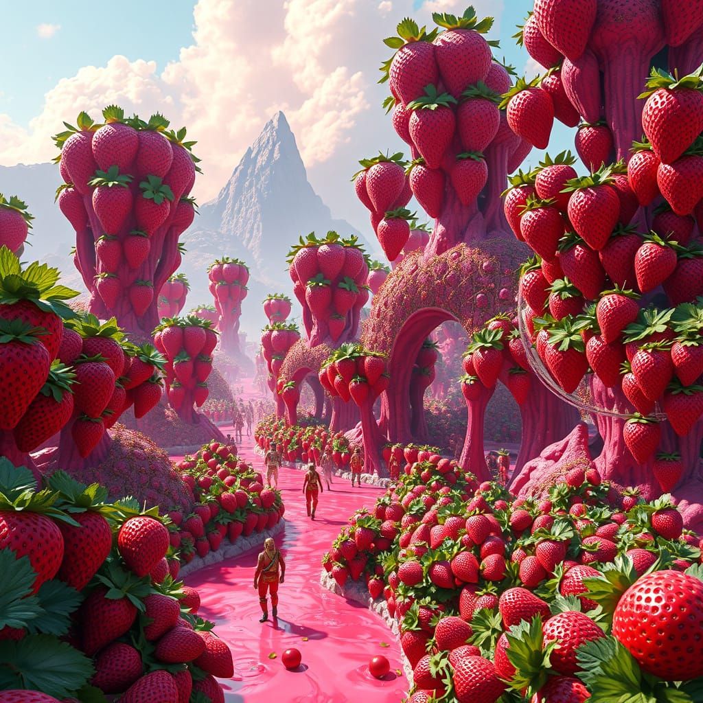 Strawberry Festival on Alien Planet: Fantasy Concept Art