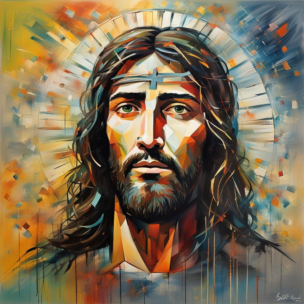 Impressionist Portrait of Jesus in Abstract Style