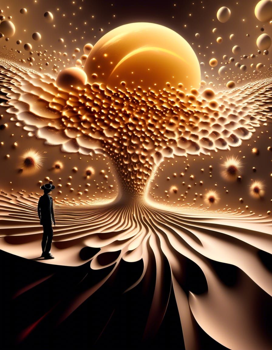 Abstract Folk Singers with Magic Particles, Hyperdetailed Pa...