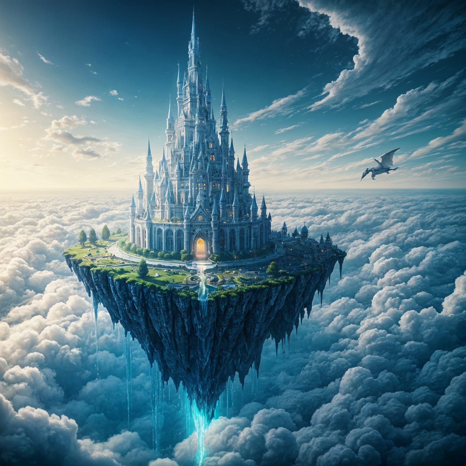 Aerial View of Crystal Castle on Sky Island