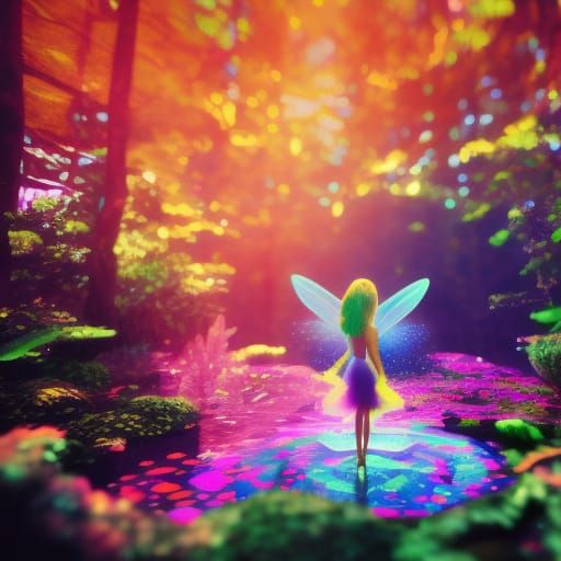 mystical fairy with a pond