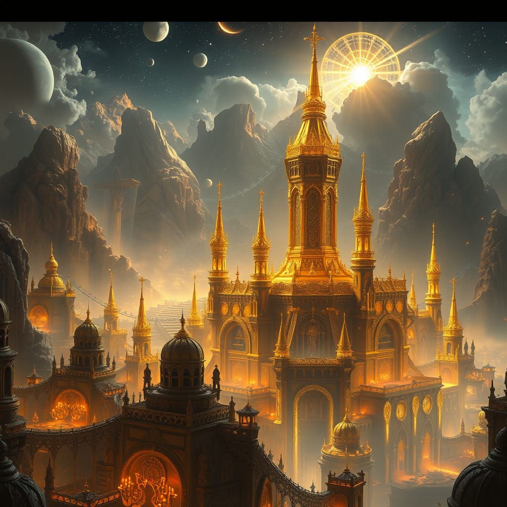 Epic Golden Cityscape in Cinematic Digital Art