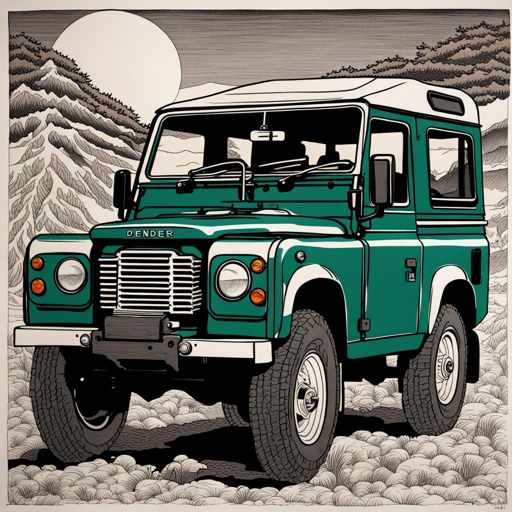 Land Rover Defender: Japanese Woodcut Art