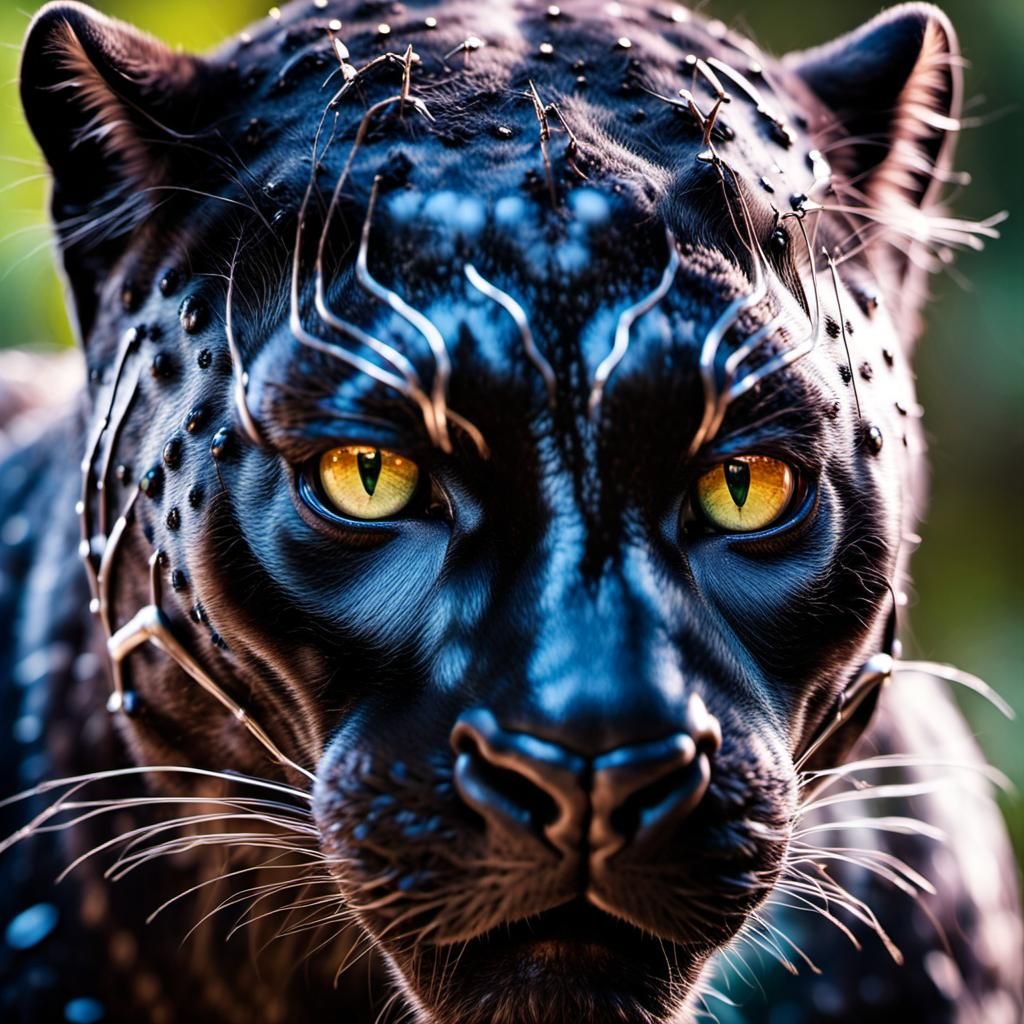 Hyperrealistic Black Panther Portrait in Detailed Digital Ar...