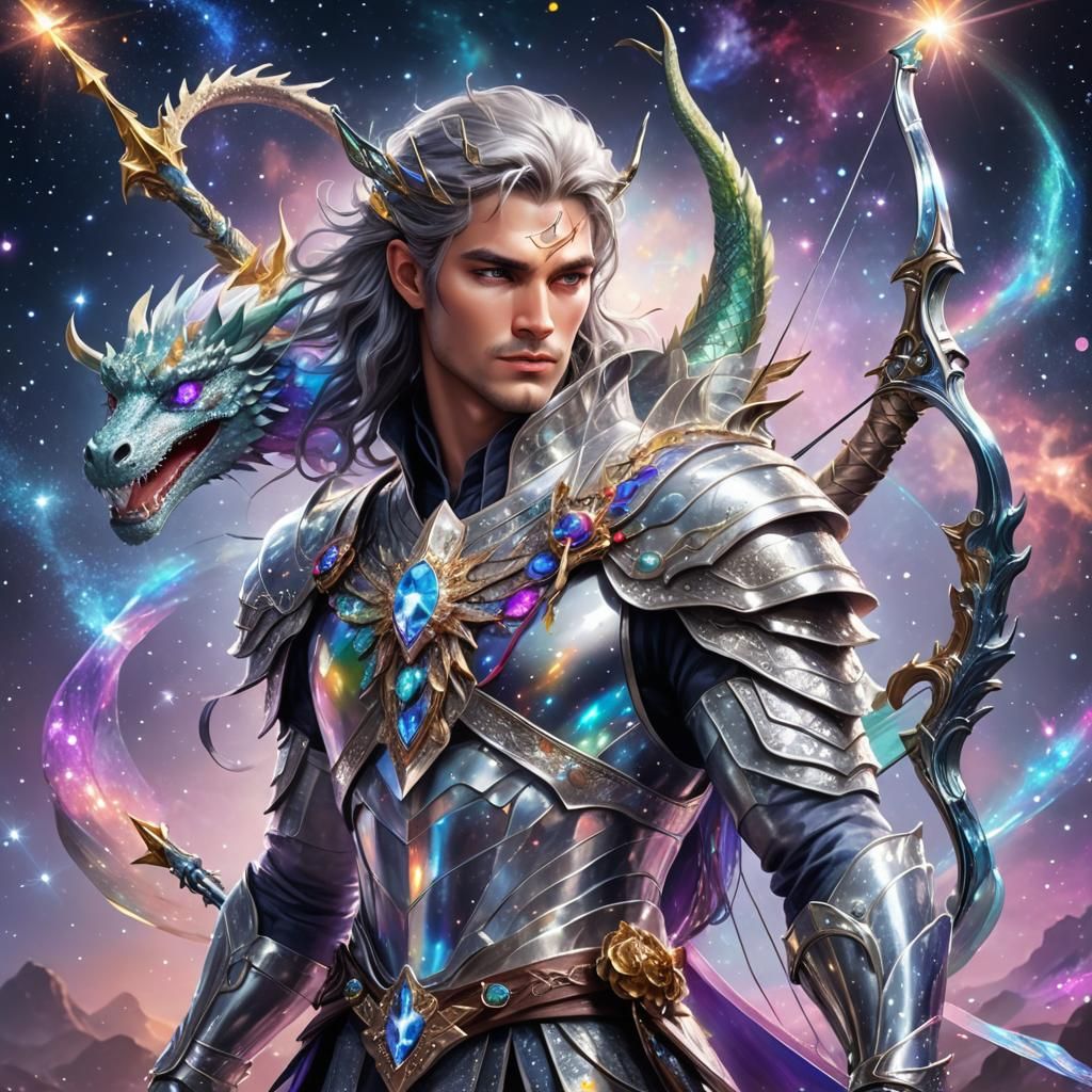 Celestial Prince on Crystal Dragon in Ethereal Space