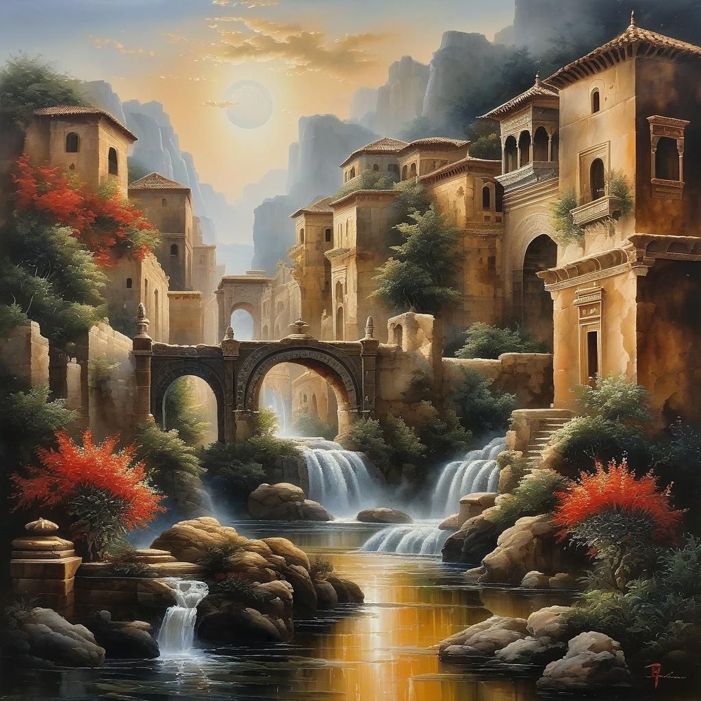 Romantic Surrealism: Intricate Oil Painting in Pastel Colors