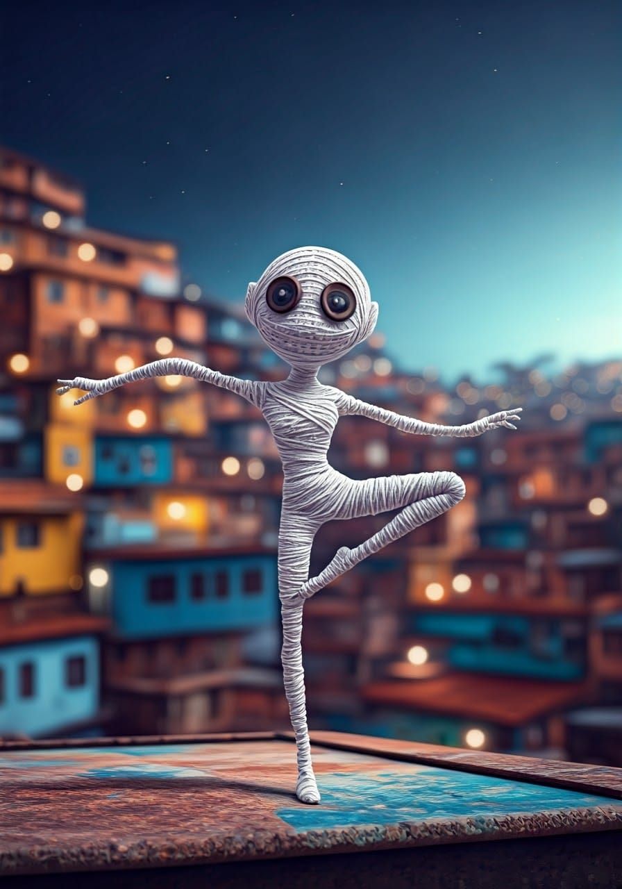 String Creature Pirouette on Favela Rooftop