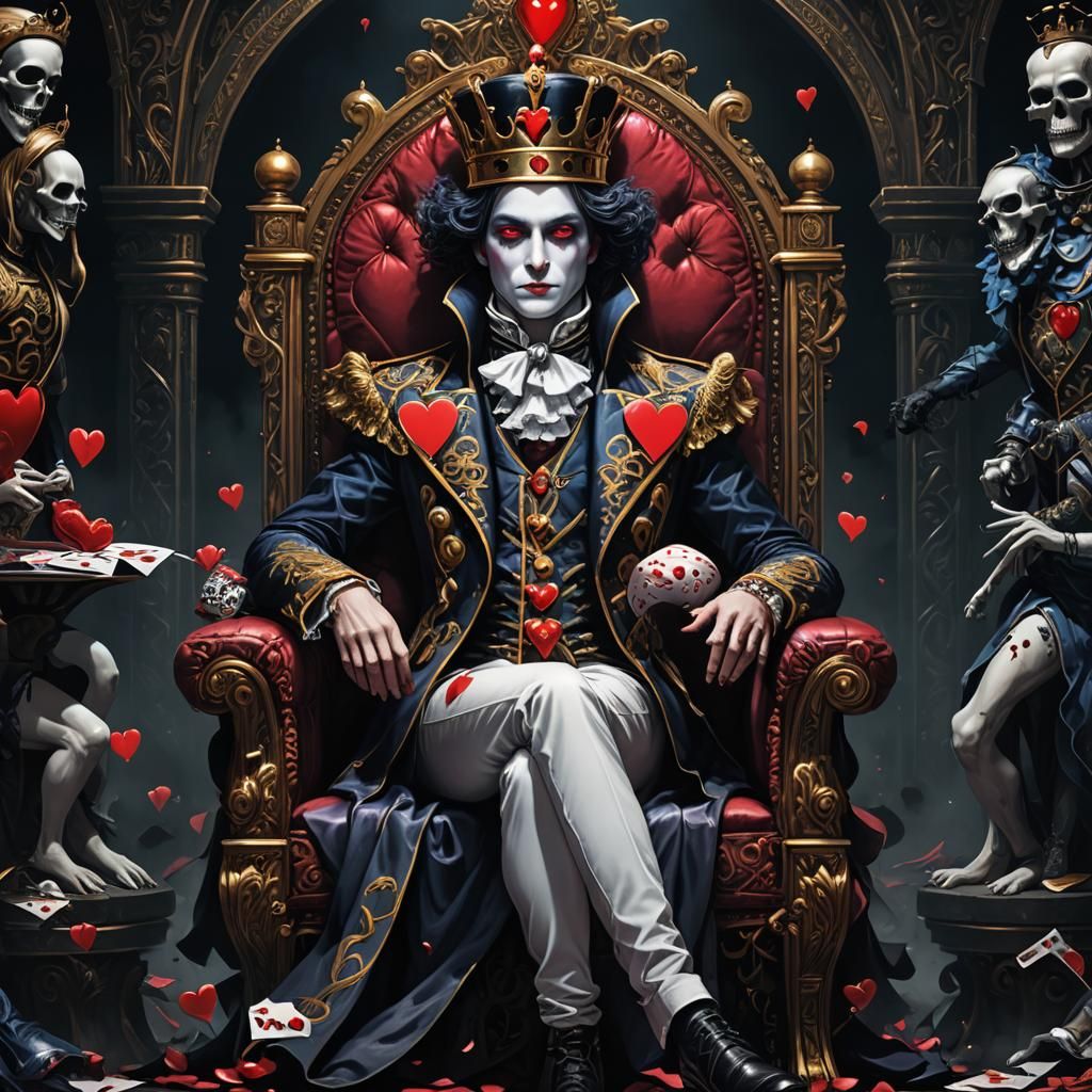 King of Hearts Album Cover in Anime Noir Style