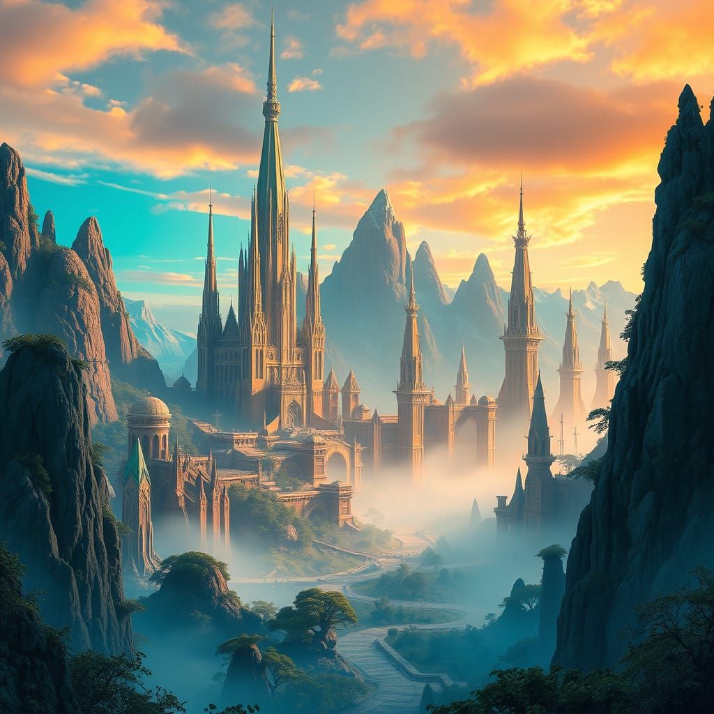 Ethereal Cityscape in 8k Matte Painting Style