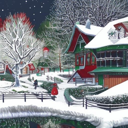 Christmas Winter Wonderland in Studio Ghibli Style