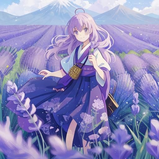 Lavender Girl in Anime Style