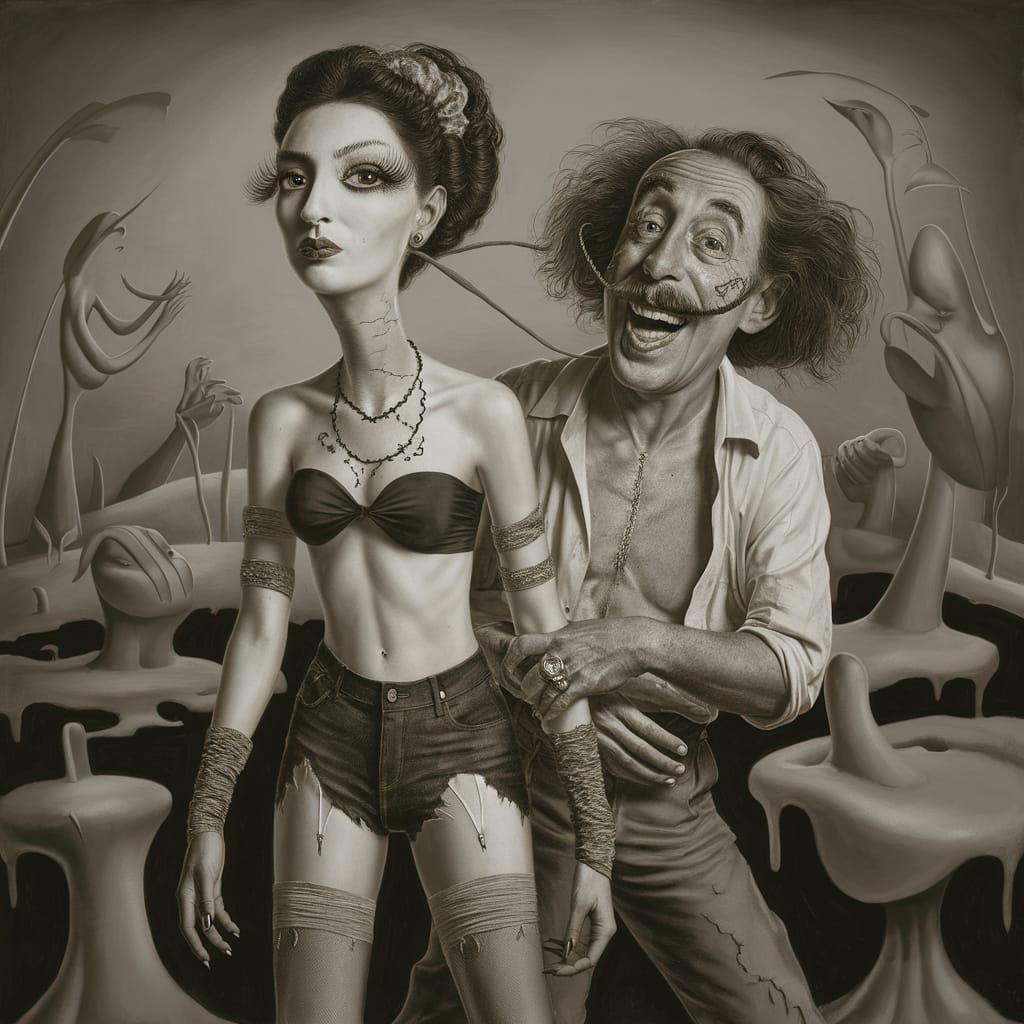 Surreal Weeping Woman in Melting Landscape