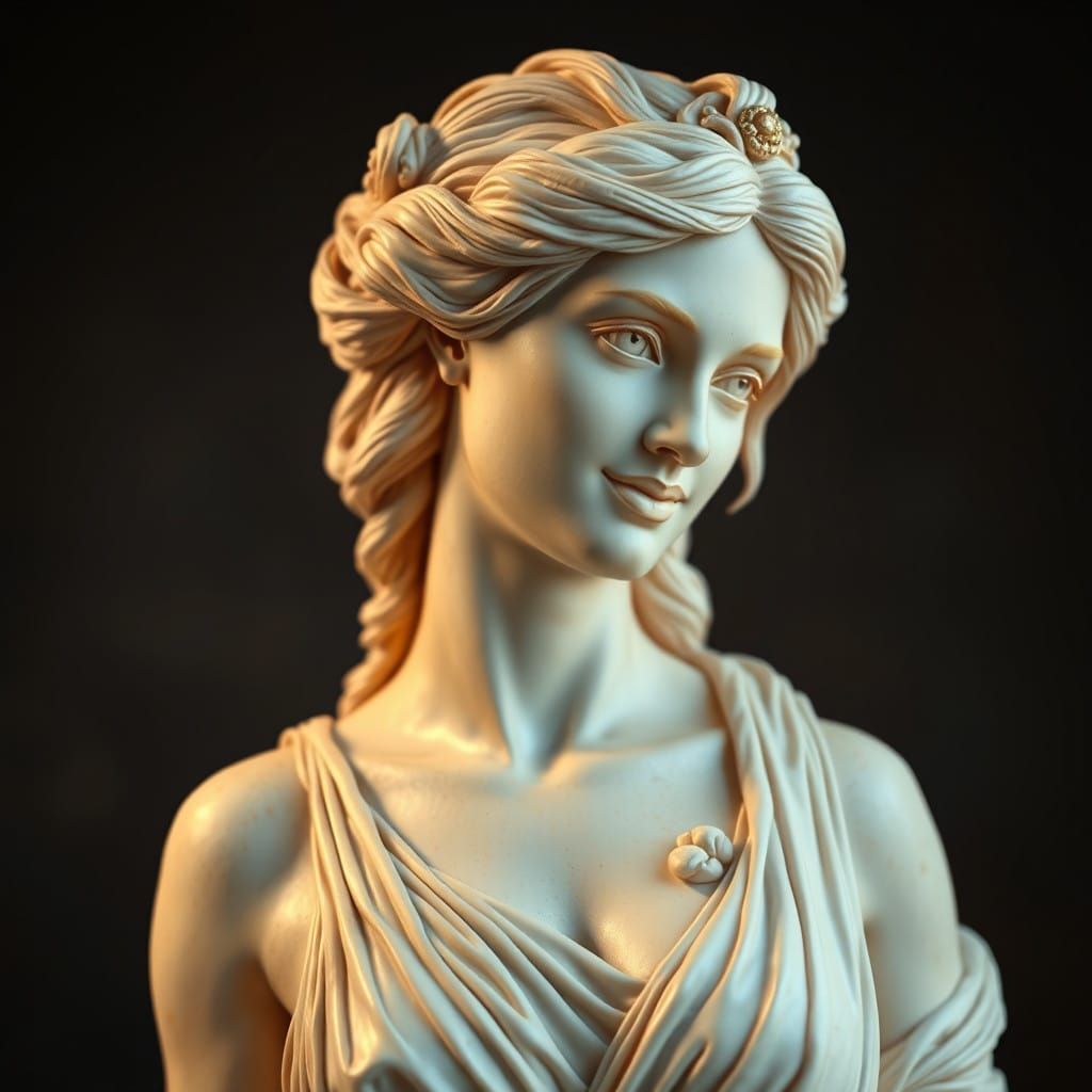 Hyper-Realistic Wax Goddess Aphrodite in Elegant Chiton