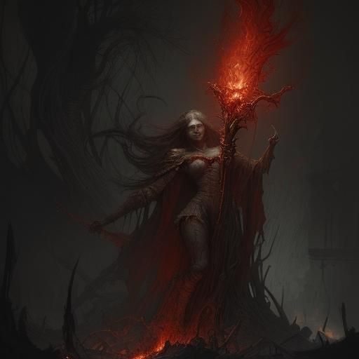 Infernal Flames in Gothic Horror Style